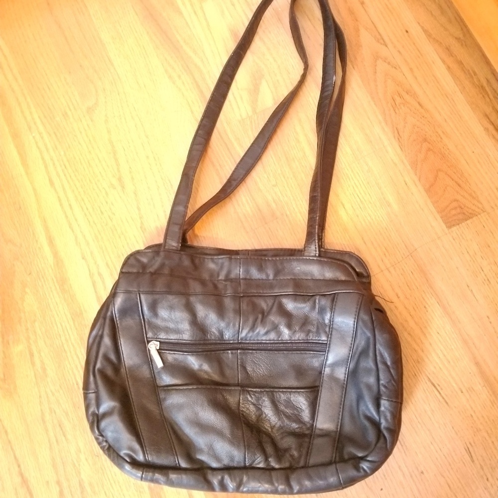 Genuine Leather Multiple Compartments Handbag Pocket Book Shoulder Bag